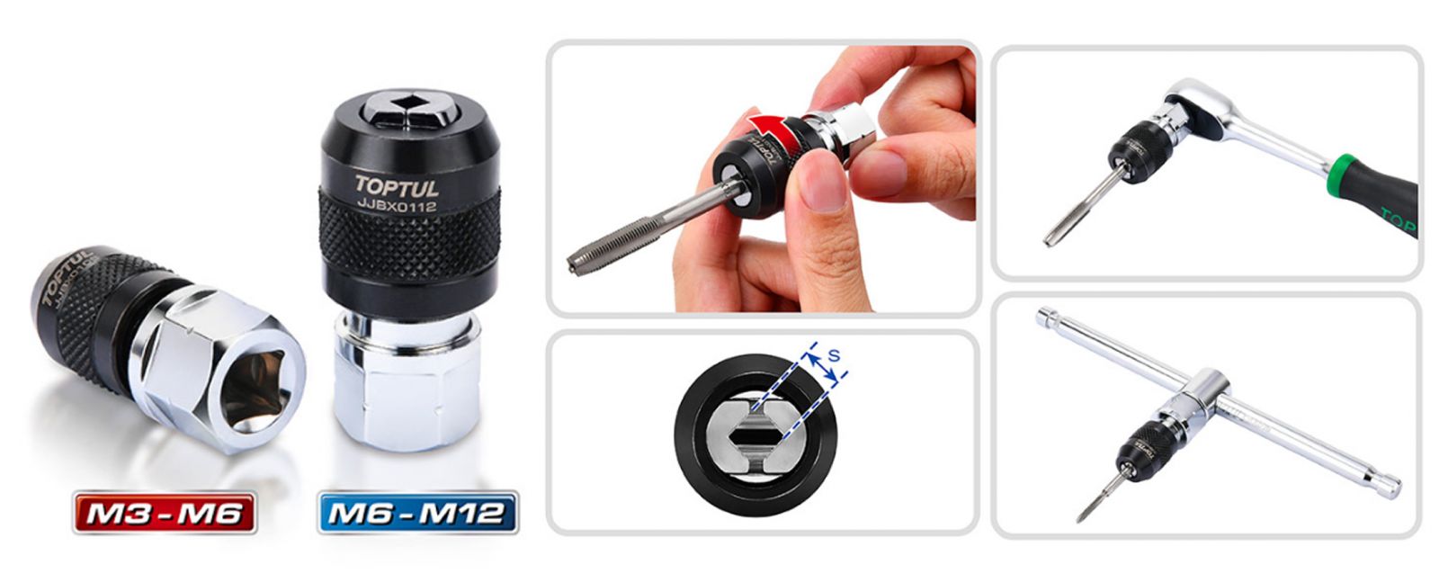 Đầu Tuýp Vặn Taro Điều Chỉnh TOPTUL JJBX0106 Đầu Tuýp Vặn Taro Điều Chỉnh TOPTUL JJBX0106